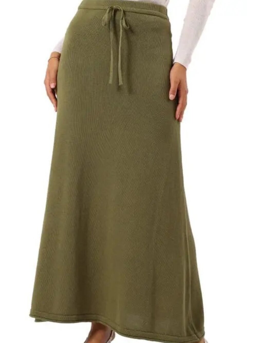 Petal & Pup Rooney Knit A-line Maxi Skirt Sz 4 Olive Green